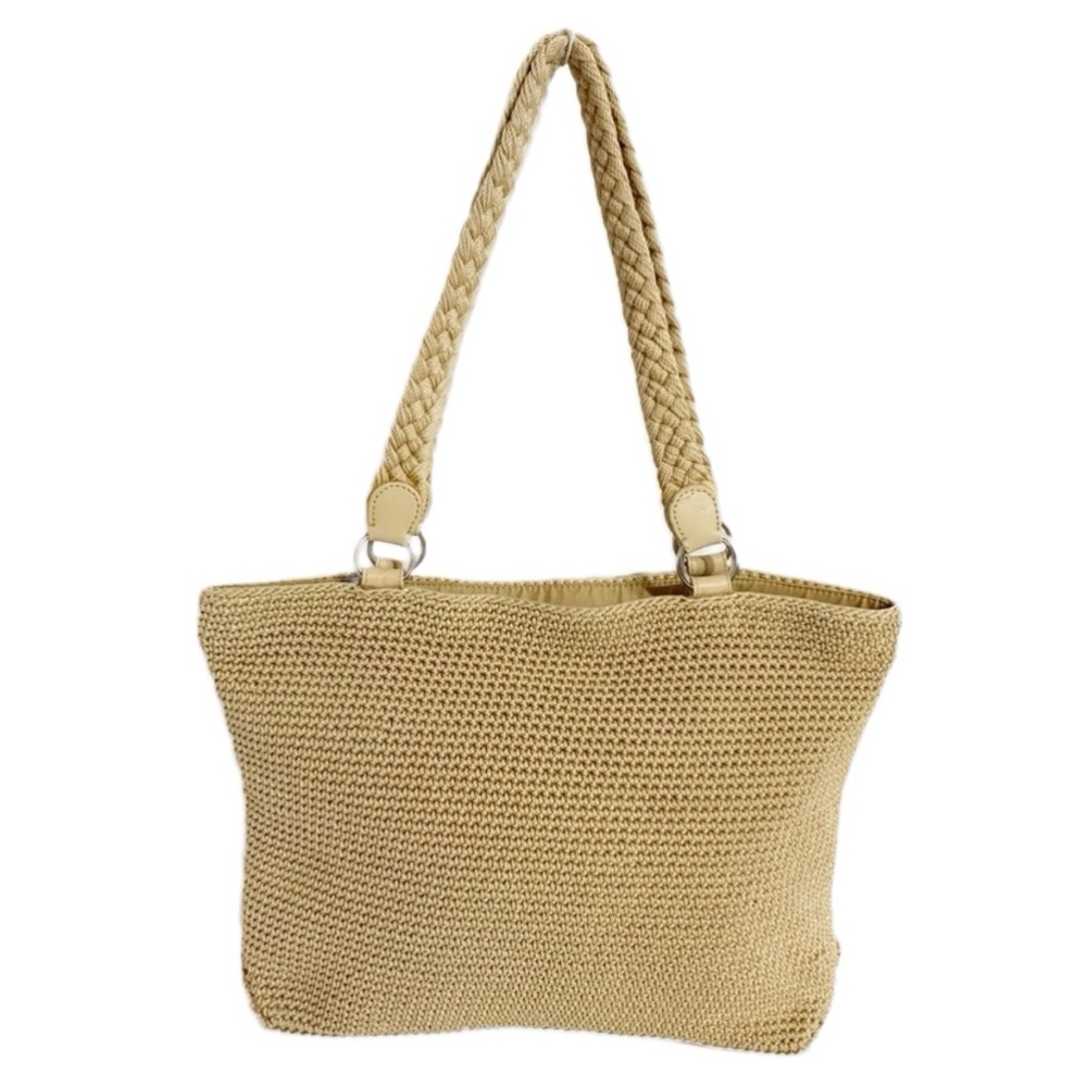 Lina Crocheted Shoulder Bag Braided Double Handles Solid Lining Zipped Closure